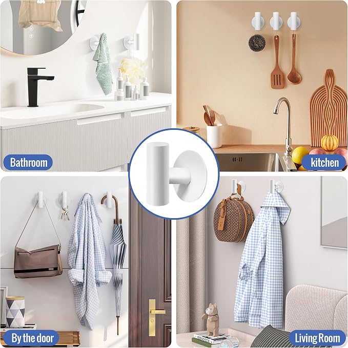 Adhesive Towel Hooks, Chrome SUS 304 Stainless Steel Heavy Duty Waterproof Wall - Image 5