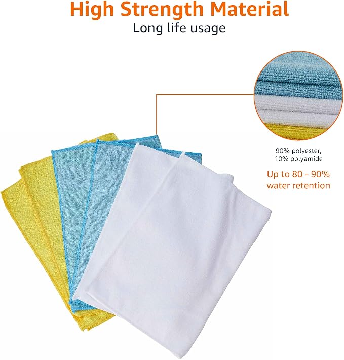 Amazon Basics Microfiber Cleaning Cloths, Ultra Absorbent, Scratch-Free - Image 4