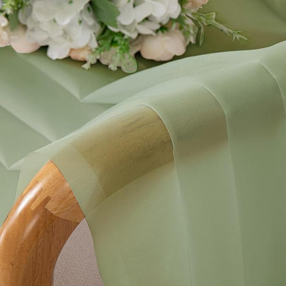 OVZME Light Green Sheer Curtains 54 Inches Long 2 Panels - Soft Light Filtering Window Sheer Panels for Living Room/Bedroom, Top Dual Rod Pocket, 1 Pair, Each 42Wx54L Inches