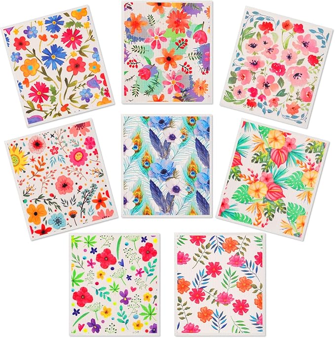 Lucomb Swedish Dishcloths for Kitchen Dishes, 8 Pack Reusable Cleaning Cloths by Lucomb