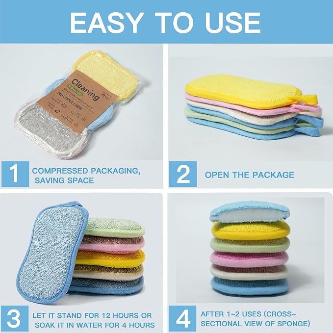 Dish Sponge Kitchen Sponges, Scrub Sponges, Double Sided Cleaning, Non Scratch - Image 2