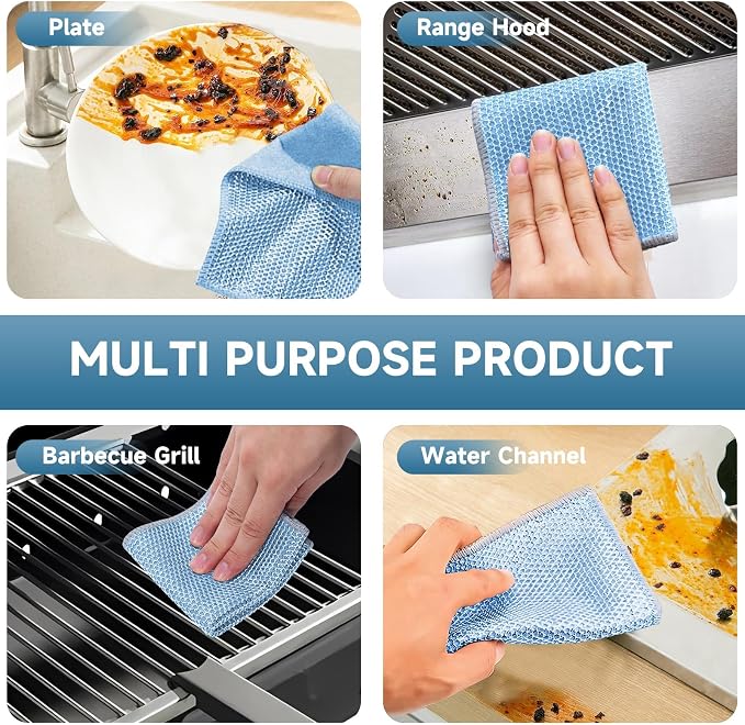 10PCS Upgrade Wire Dishwashing Rag, Non-Scratch, Wet and Dry, Double Layer - Image 5