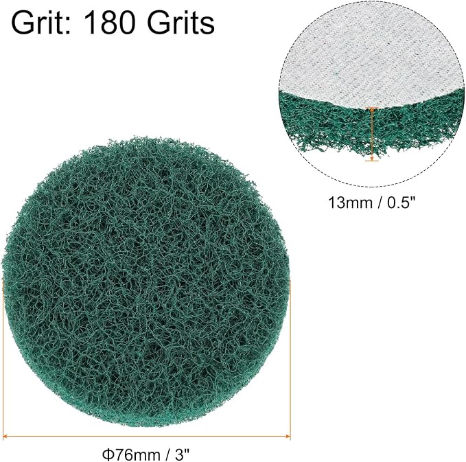 HARFINGTON 12pcs Scrubber Scouring Pads 180 Grits 3 Inch Drill Power Brush Hoop - Image 2