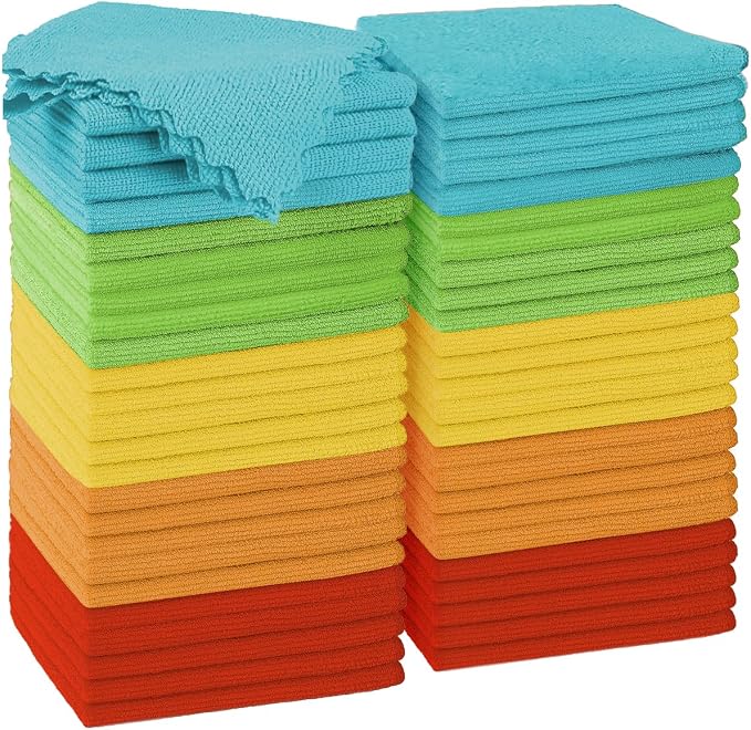 Microfiber Cleaning Cloth, 50 Pack Cleaning Rags by Puomue