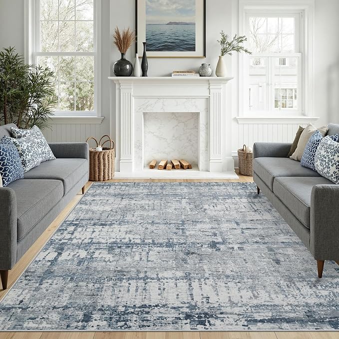 Blue Grey 8x10 Area Rugs, Large Soft Rugs - Image 3