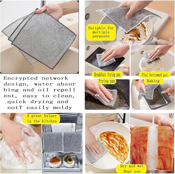 Double layer metal wire scratch free cloth, dry and wet dual-purpose metal wire - Image 3
