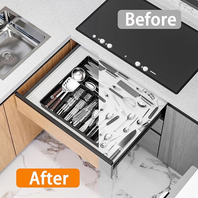 Silverware Drawer Organizer, Expandable Utensil Tray - Image 4