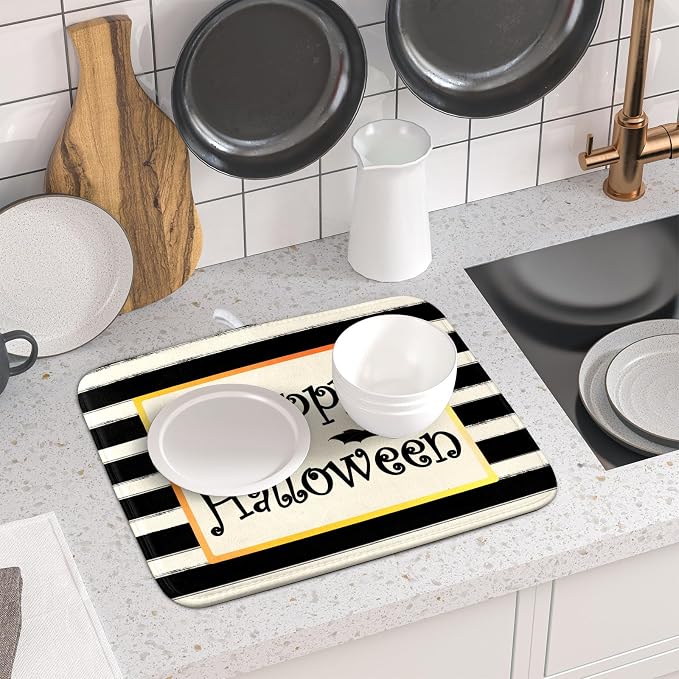 Happy Halloween Bats Dish Drying Mat - Image 6