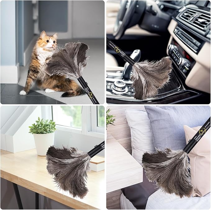 Aldwin Ostrich Feather Duster Retractable 2 Pack, 16 inch Genuine Fluffy - Image 5