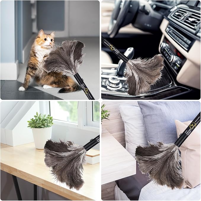 Aldwin Ostrich Feather Duster Retractable 1 Pack, 16 inch Genuine Fluffy - Image 5