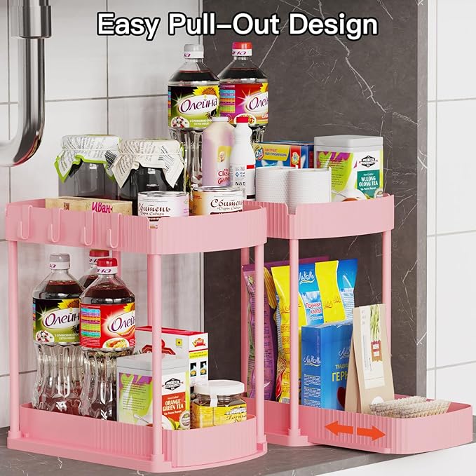 2 Pack Multi-Purpose Pull-Out Storage Organizers, Under Sink Organizers and - Image 4