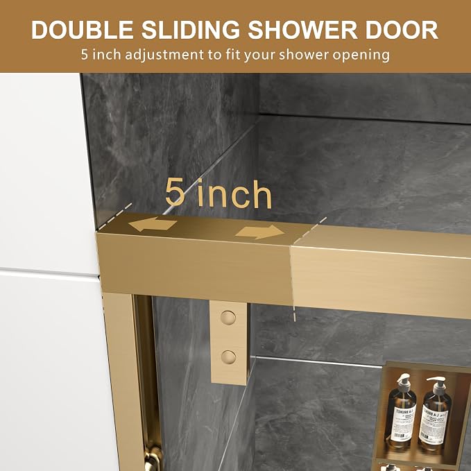 RFN 50-54" W x 76" H Framed Bypass Double Sliding Shower Door, 1/4" - Image 4