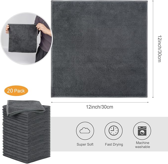 SINLAND Microfiber Rag Absorbent Cleaning Cloth Kitchen Dish Cloth Quick Dry - Image 2