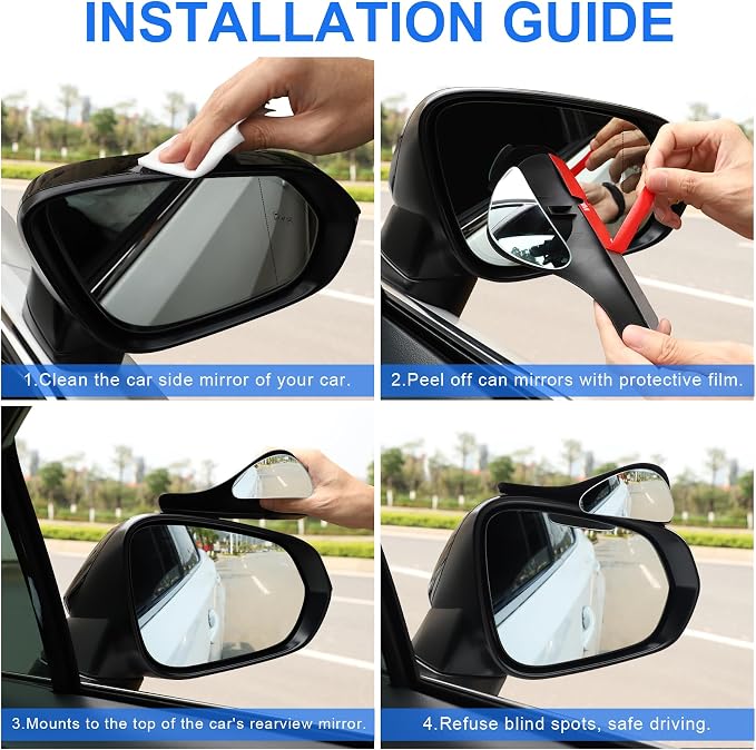 LivTee Blind Spot Mirror with Side Mirror Rain Guard, Carbon Fiber 2-in-1 Side - Image 3