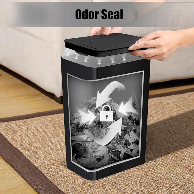 TIPGO Bathroom Trash Can with Lid, 10 Liter/ 2.6 Gallon Slim Garbage Can - Image 4