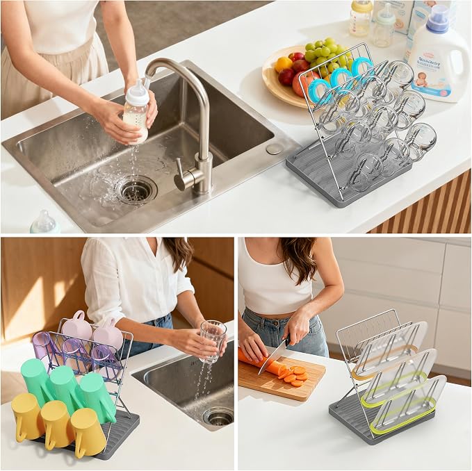 Vertical Baby Bottle Drying Rack, 9 Hooks Vertical Rack Dryer - Image 4