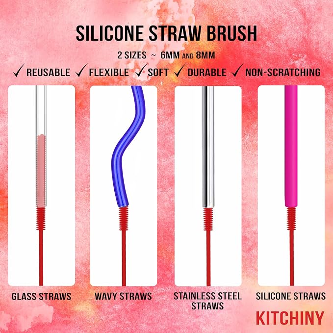 12.5" Silicone Bottle Brush & Straw Cleaner Brush Set | Water Bottle Cleaner - Image 4