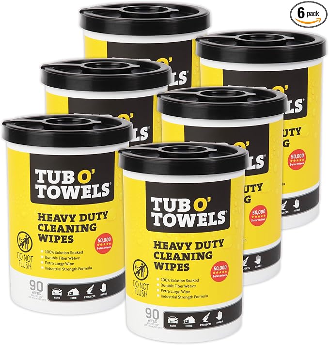 Tub O' Towels TW90 Heavy-Duty 10" x 12" Size Multi-Surface Cleaning Wipes by TubOTowels