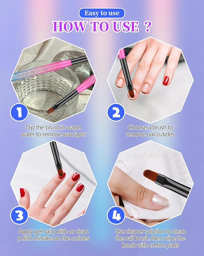 3PCS Nail Polish Clean Up Brush, Round&Falt&Angled Acetone Resistant Nail Brush - Image 7