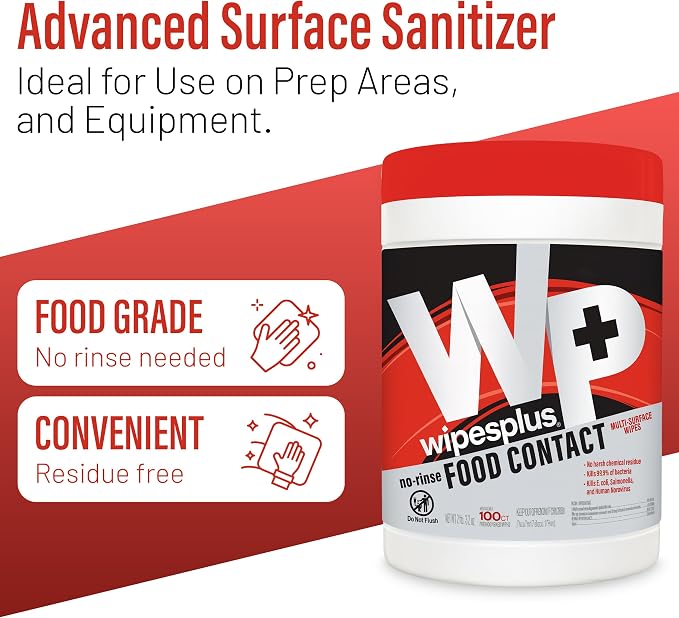 WIPESPLUS No-Rinse Food Contact Wipes Canister Multi-Surface Wipes, Unscented - Image 3