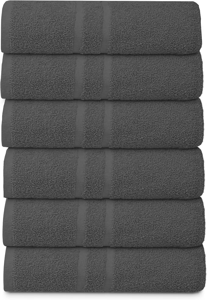 Basic Medium Bath Towels 24x48 Inches – Pack of 6 – Grey Color – Soft and - Image 2