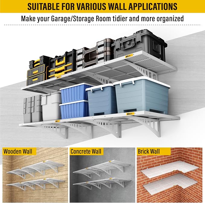 4Pack 2x3ft Adjustable Metal Garage Wall Shelving Heavy Duty Garage Storage - Image 6