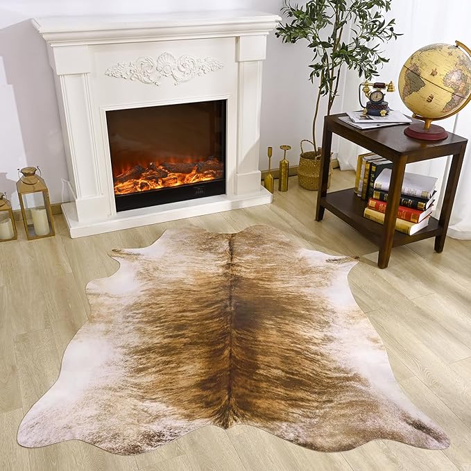 Amearea Premium Faux Cow Hide Rug, 6.2x5.2 Feet, Animal Pattern, Suede Backing by AmeareaDirect