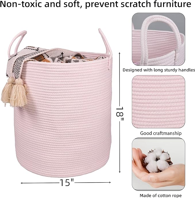 Cotton Rope Laundry Basket Hamper - Image 2