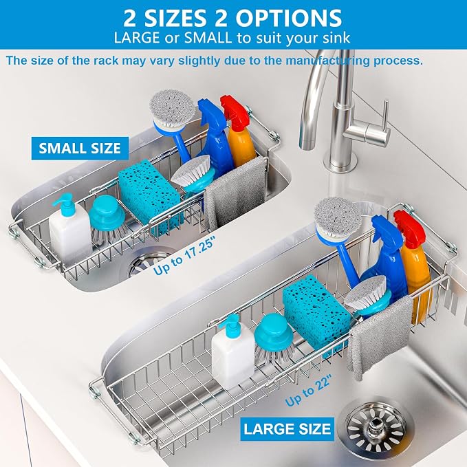Over The Kitchen Sink Caddy Sponge Holder Organizer Drying Rack Expandable - Image 4