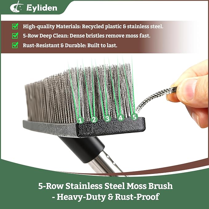 Eyliden Push Broom, Heavy Duty Moss Wire Scrub Brush - Image 5