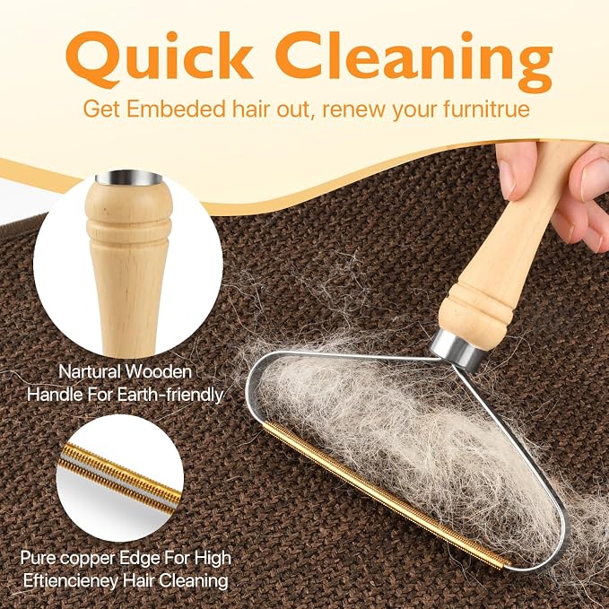 Pet Hair Removal Tool 3 Pack Dog Cat Hair Remover Carpet Scraper Rake Fur - Image 2