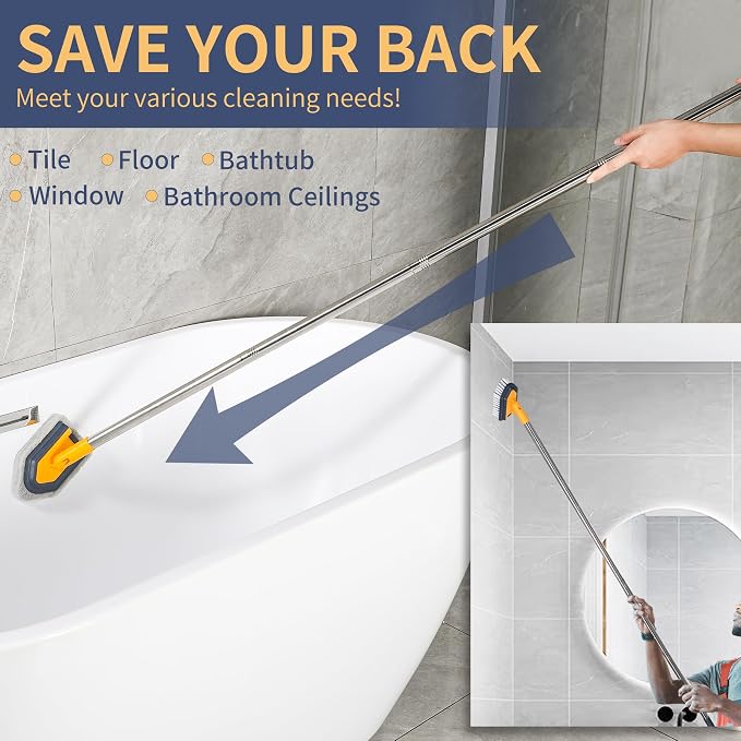 BOOMJOY Tub Cleaner Brush with Long Handle, No Scratch Shower Cleaning Brush - Image 2