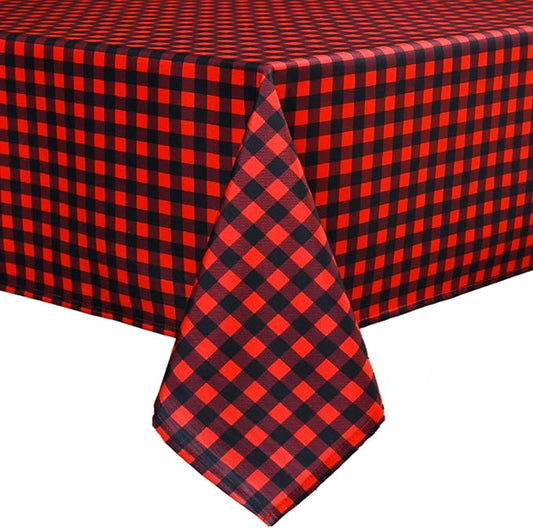 Classic Gingham Buffalo Xmas Tablecloth Fabric by Essifunia