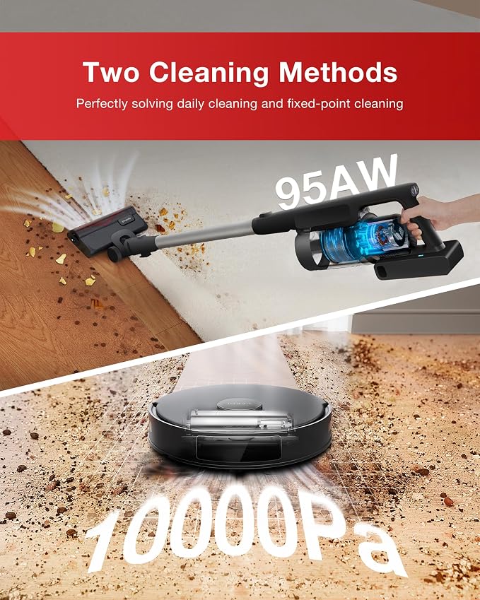 Yeedi C12 Combo Cordless Stick Vacuum & Robot & Mopping, All-in-one Cleaning - Image 4
