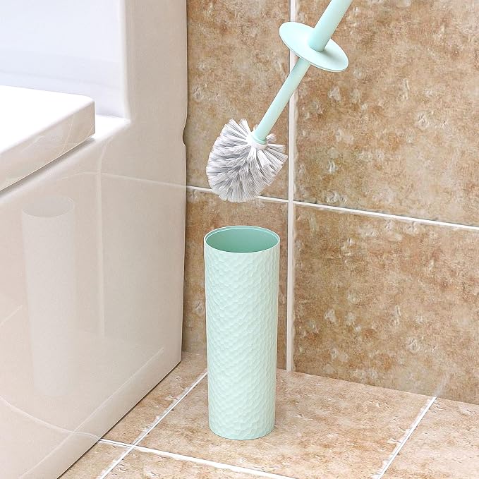 Topsky 2 Pack Compact Toilet Brush & Holder Set, Plastic Round Barrel Loo Brush - Image 5