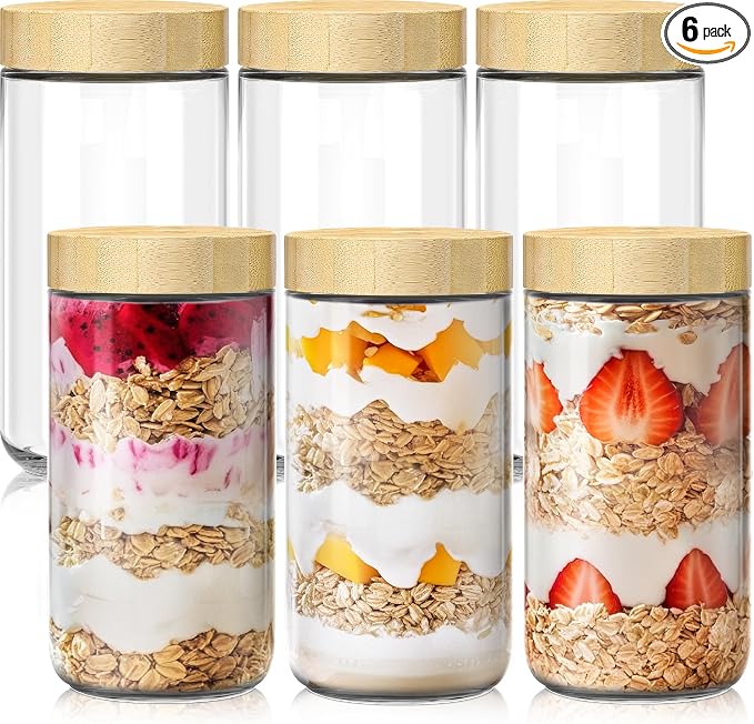 6 pack 24oz Overnight Oats Containers by HomArtist