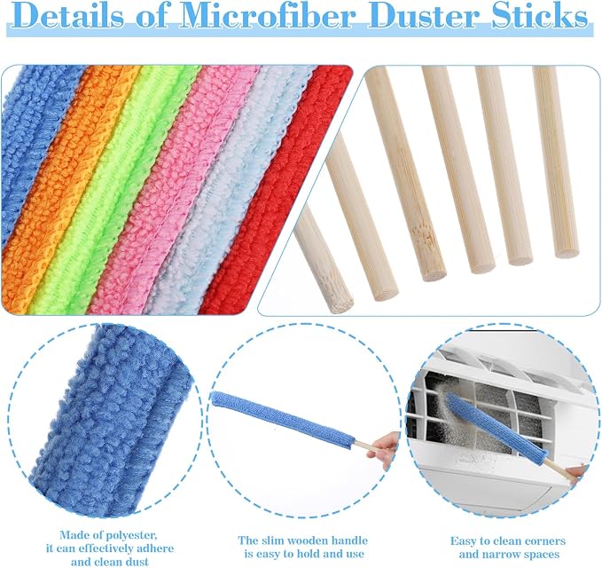 6 Pcs Microfiber Detail Duster Sticks Fan Cleaning Brush Fan Blade Cleaner - Image 3