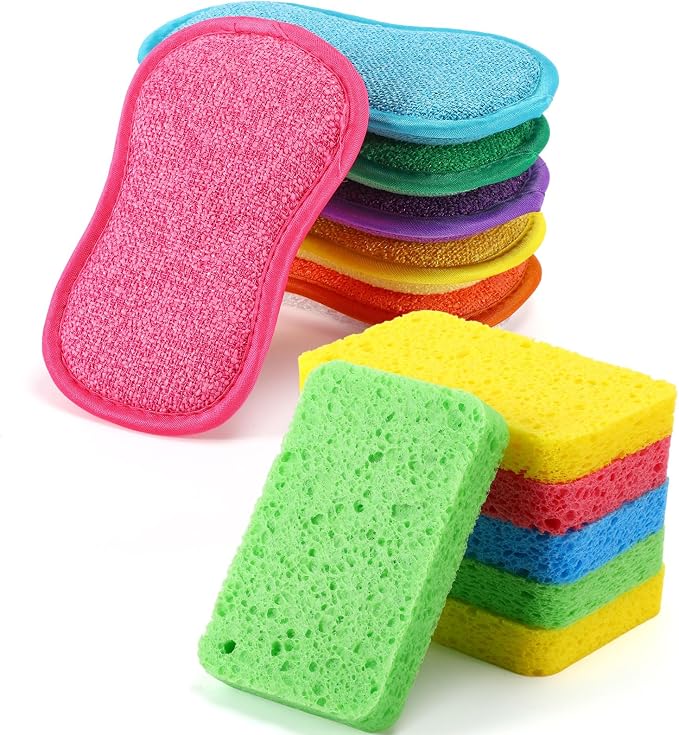 12 Pack Dish Sponges Kitchen Non-Scratch Microfiber and Compressed Cellulose by Unknown