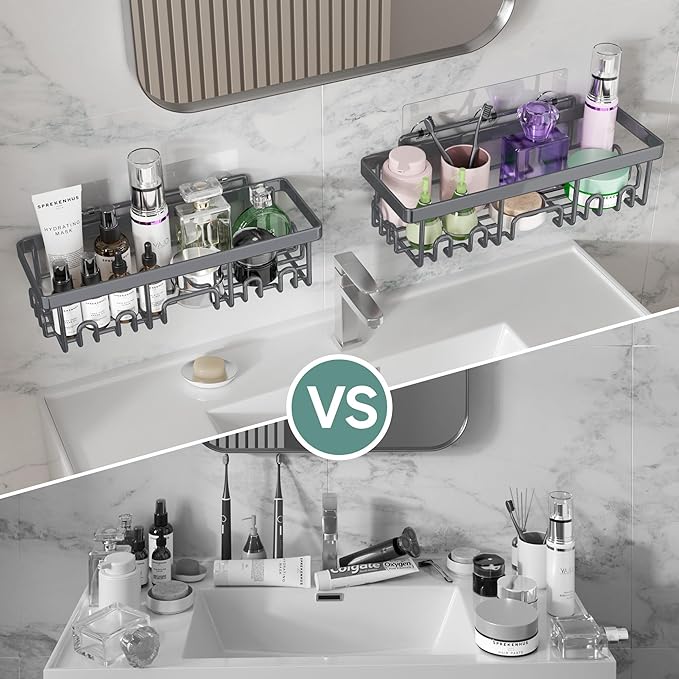 Veken Rustproof & Waterproof Shower Caddy 6-Pack, No Drilling Adhesive Shelves - Image 5