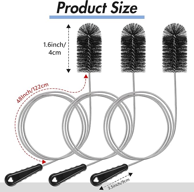 3 Pcs Condensate Trap Flexible Drain Brush, 48 Inch AC Drain Line Cleaning Brush - Image 4