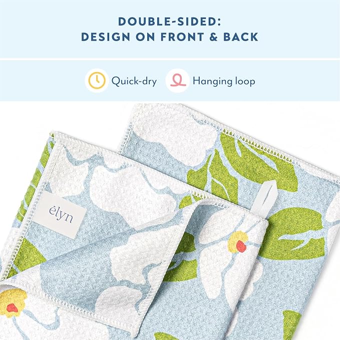 ELYN Microfiber Kitchen Dish Towel Set, Quick-Dry & Absorbent Waffle Weave - Image 4