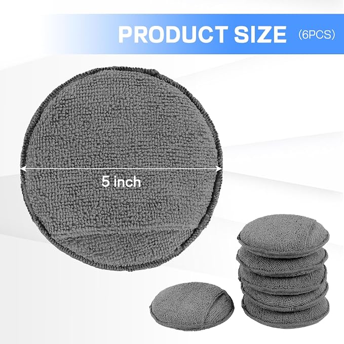Hovom 6PCS Microfiber Wax Applicator, Soft Automotive Waxing Foam Pads - Image 2