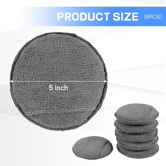 Hovom 6PCS Microfiber Wax Applicator, Soft Automotive Waxing Foam Pads - Image 2