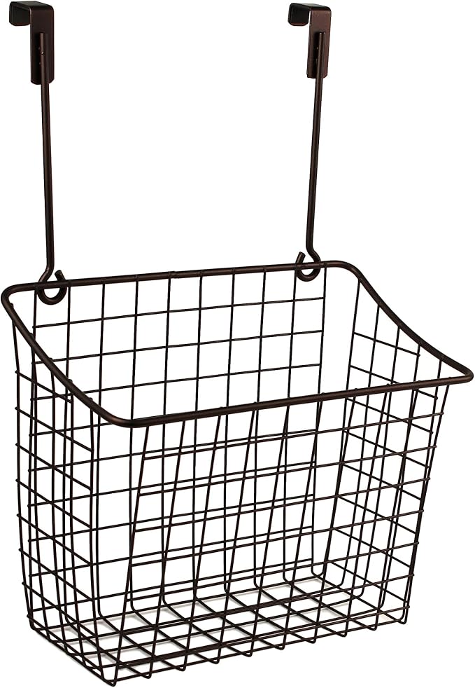 Spectrum Large Over Cabinet Door Organizer Bronze Wire Storage Basket - Image 9