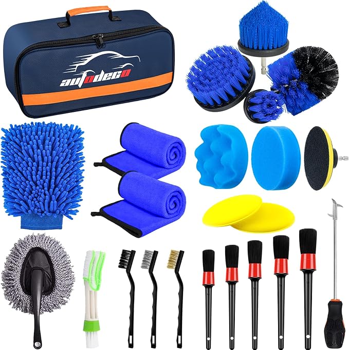 AUTODECO 30Pcs Car Detailing Brush Set, Car Detailing Kit, Auto Detailing Drill by AUTODECO