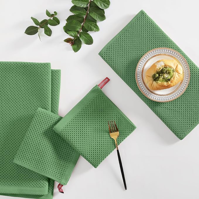 Homaxy 100% Cotton Kitchen Towels and Dishcloths Set, 12 x 12 Inches and 13 x - Image 6