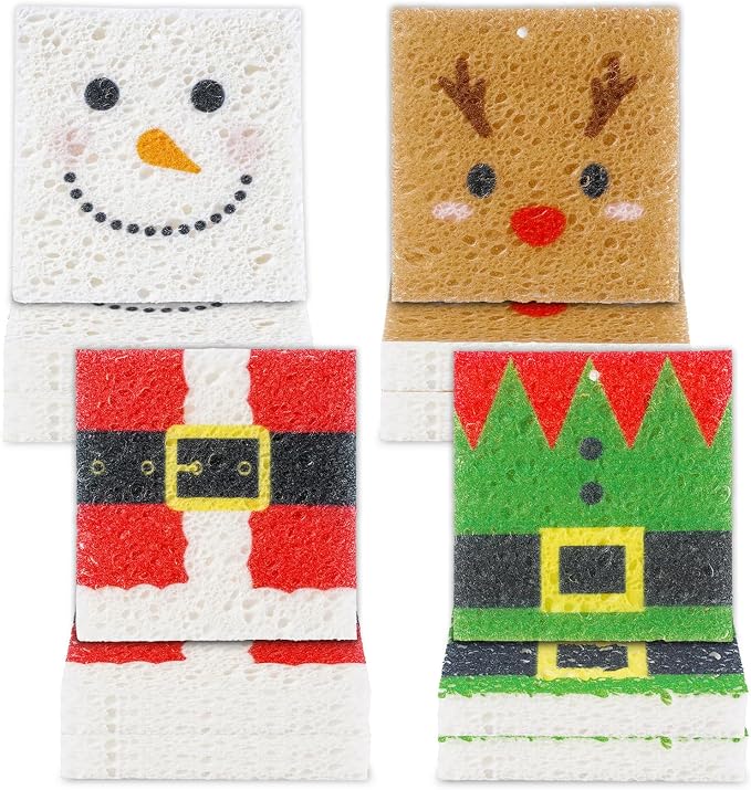 Whaline 8Pcs Christmas Character Kitchen Sponges Santa Reindeer Snowman Elf by Whaline