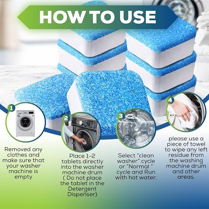 True Fresh Washing Machine Cleaner Tablets, 15 Solid Deep Cleaning Tablet - Image 4
