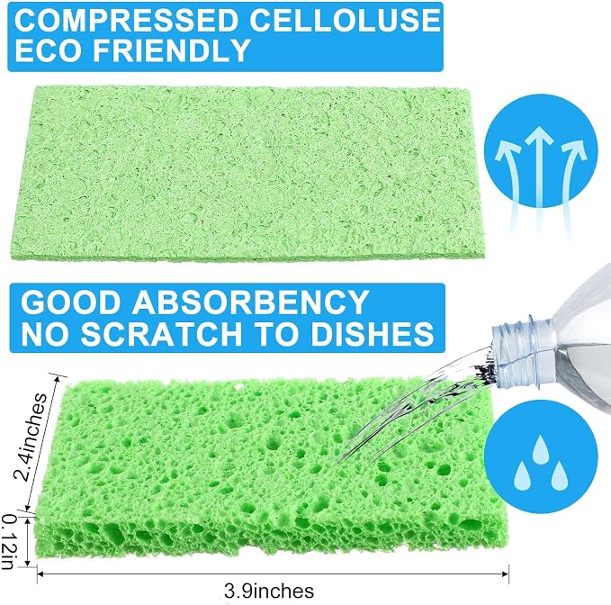 Zhengmy 200 Pieces Sponges Kitchen Compressed Sponges Bulk Natural Dish Sponge - Image 3