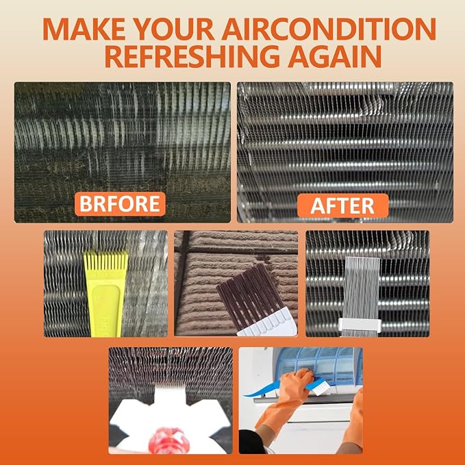 10 Piece Air Conditioner Fin Comb Cleaning Kit AC Coil Cleaning Brush Condenser - Image 8